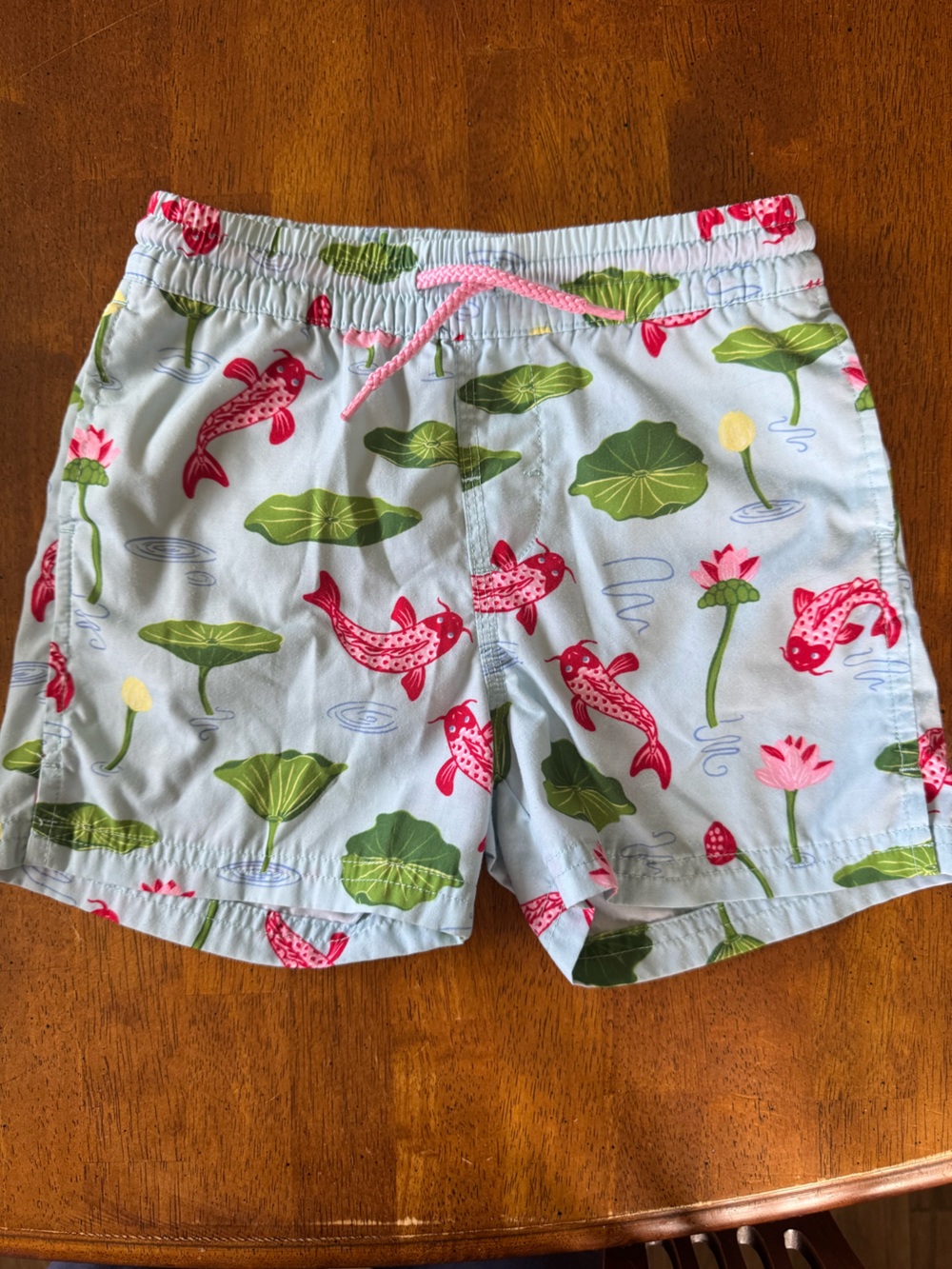 Light Blue Koi & Lily Pad Swim Shorts
